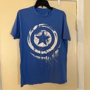 Marvel Blue Captain America Short Sleeve Tee Small Good Condition